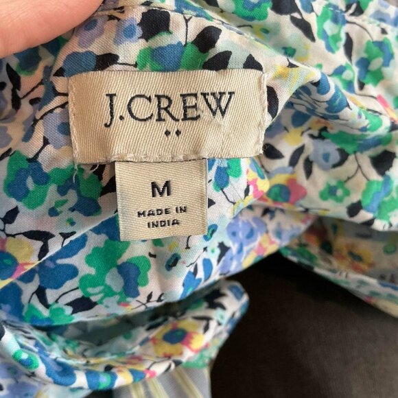 J.Crew Floral 100% cotton blue green floral button down shirt women’s medium - Picture 3 of 4
